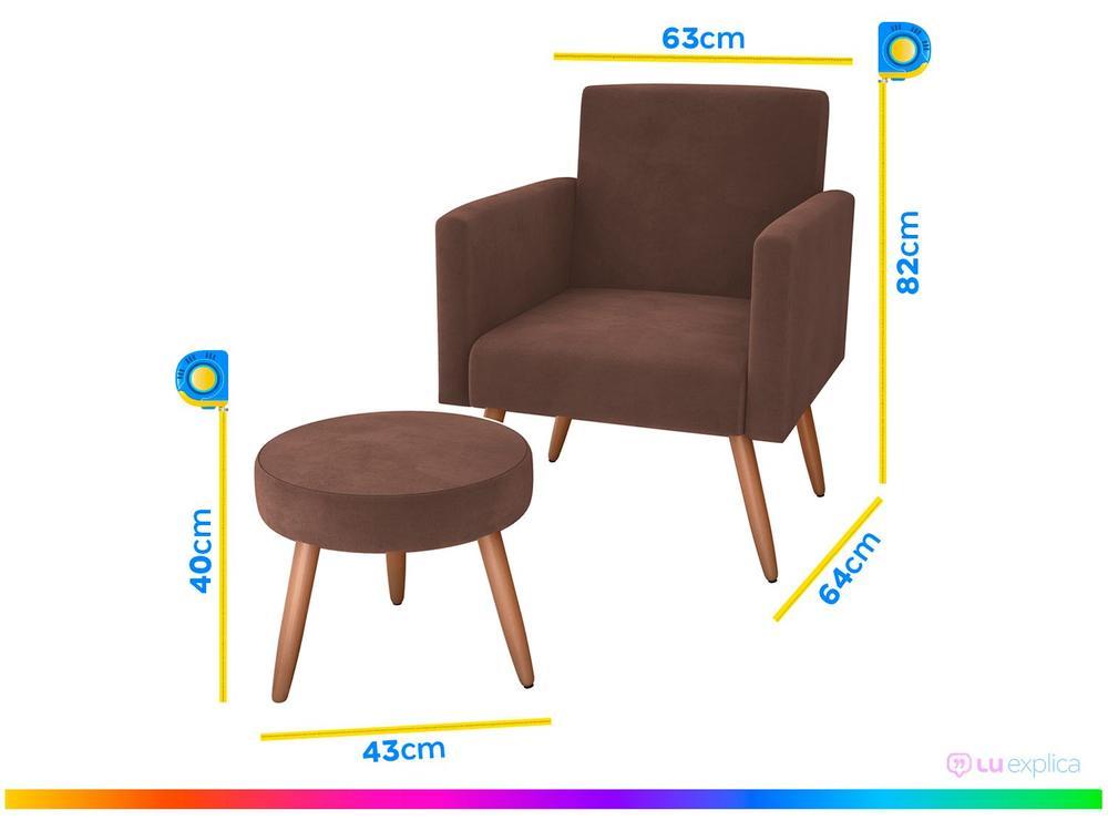 Poltrona Decorativa com Puff Moderno Matrix - 4