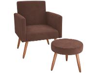 Poltrona Decorativa com Puff Moderno Matrix - 3