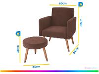 Poltrona Decorativa com Puff Moderno Matrix - 4