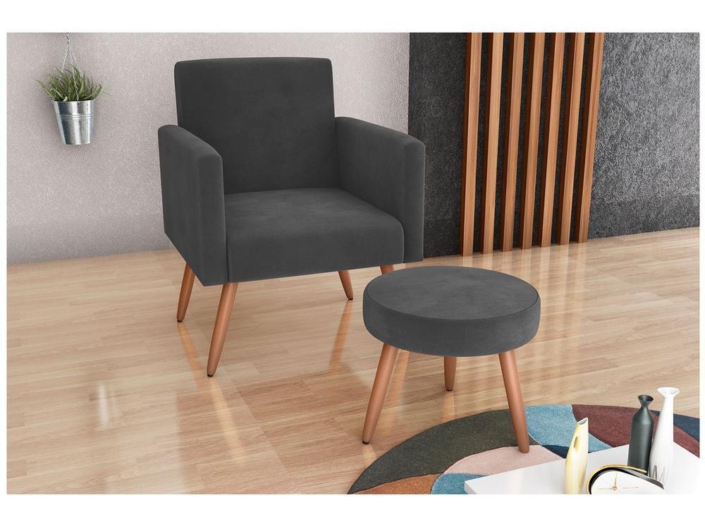 Poltrona Decorativa com Puff Moderno Matrix - 1