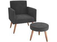 Poltrona Decorativa com Puff Moderno Matrix - 3