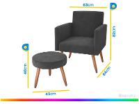 Poltrona Decorativa com Puff Moderno Matrix - 4