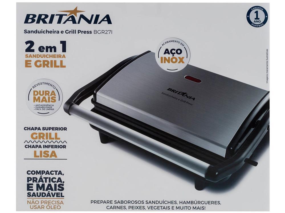 Sanduicheira/Grill Britânia Press BGR27I 2 em 1 Prata 850W - 9