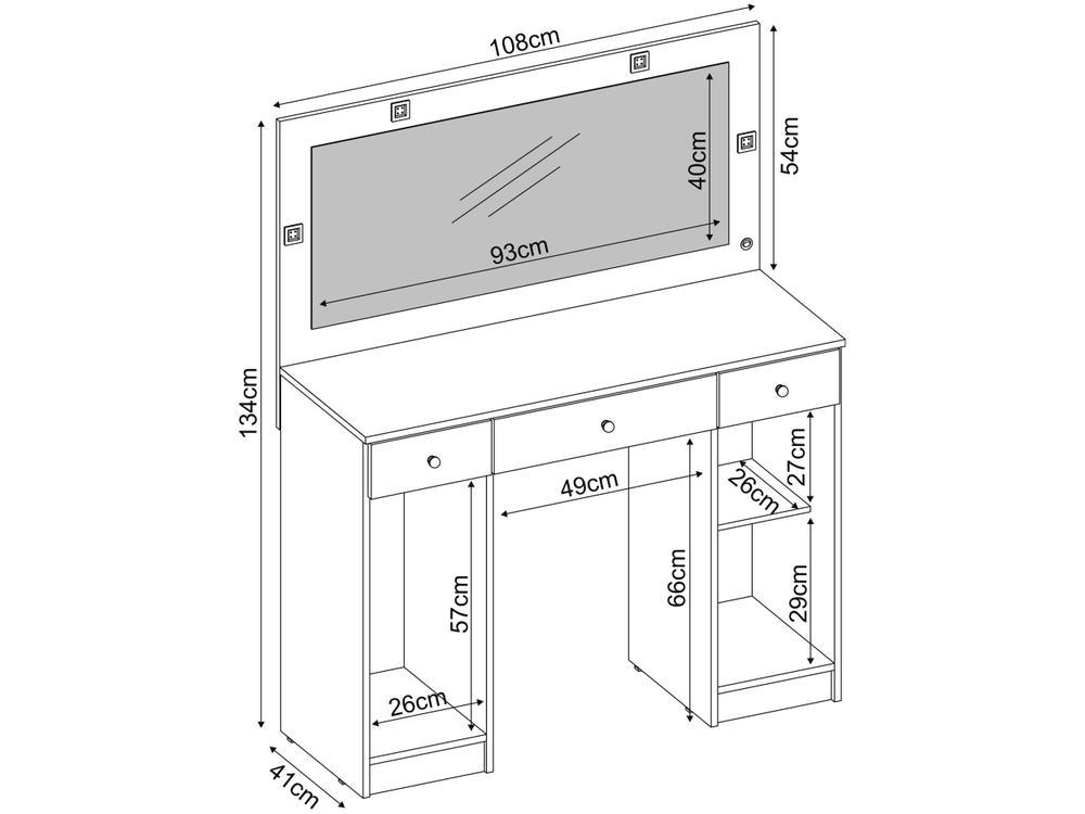 Penteadeira Camarim com Espelho e LED 3 Gavetas 2 Portas Demóbile Carisma - 12