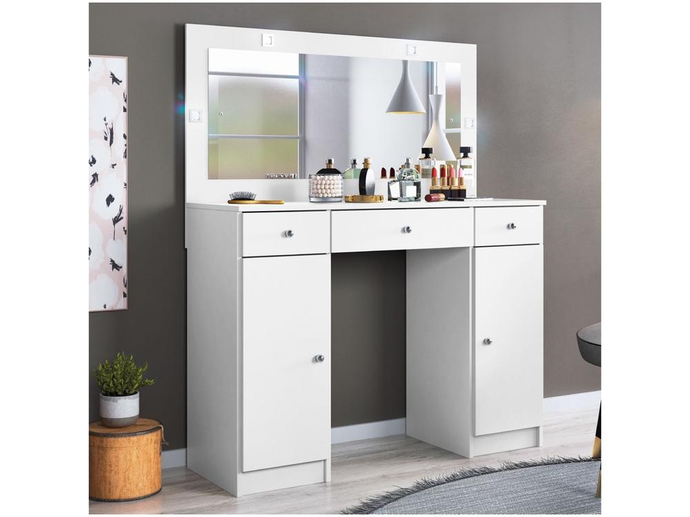 Penteadeira Camarim com Espelho e LED 3 Gavetas 2 Portas Demóbile Carisma - 2