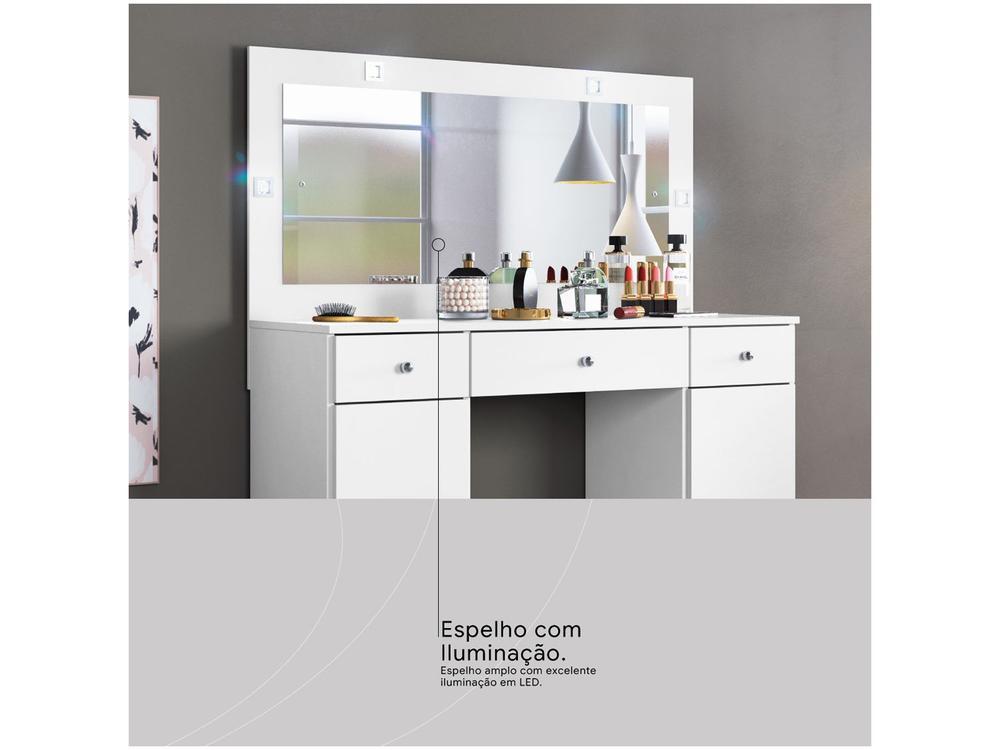 Penteadeira Camarim com Espelho e LED 3 Gavetas 2 Portas Demóbile Carisma - 6