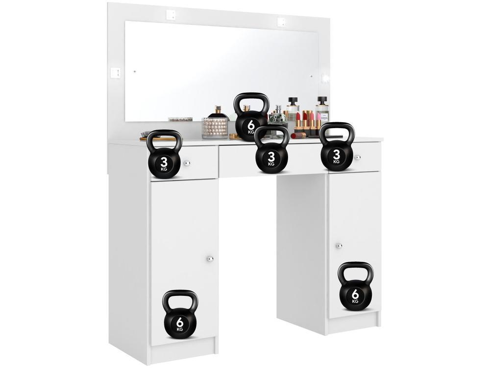 Penteadeira Camarim com Espelho e LED 3 Gavetas 2 Portas Demóbile Carisma - 9