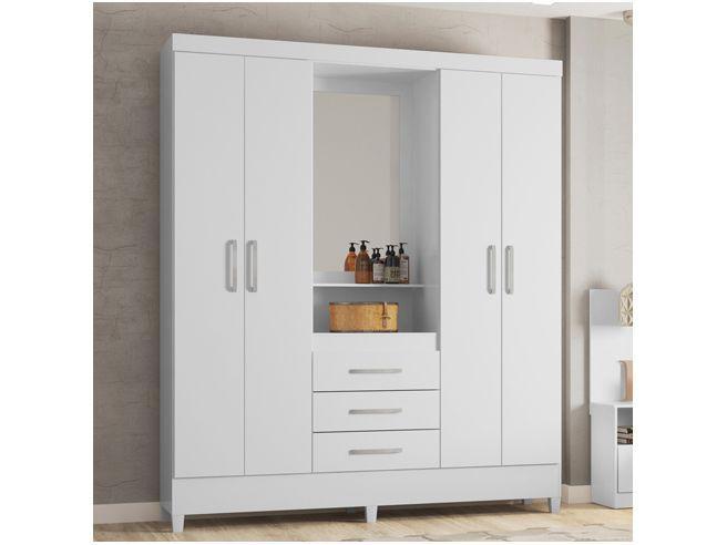 Guarda-roupa Solteiro com Espelho 4 Portas 3 Gavetas com Penteadeira Demóbile Capelinha Pérsia - 1