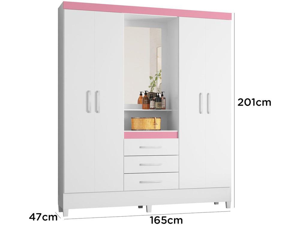 Guarda-roupa Solteiro com Espelho 4 Portas 3 Gavetas com Penteadeira Demóbile Capelinha Pérsia - 9