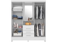 Guarda-roupa Solteiro com Espelho 4 Portas 3 Gavetas com Penteadeira Demóbile Capelinha Pérsia