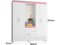 Guarda-roupa Solteiro com Espelho 4 Portas 3 Gavetas com Penteadeira Demóbile Capelinha Pérsia - 9