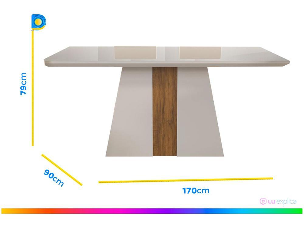 Mesa de Jantar 6 Cadeiras Retangular Off White Imbuia e Pastel Tampo de MDF com Vidro Viero Roma - 3