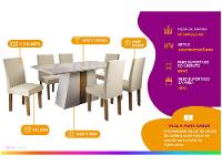 Mesa de Jantar 6 Cadeiras Retangular Off White Imbuia e Pastel Tampo de MDF com Vidro Viero Roma - 2