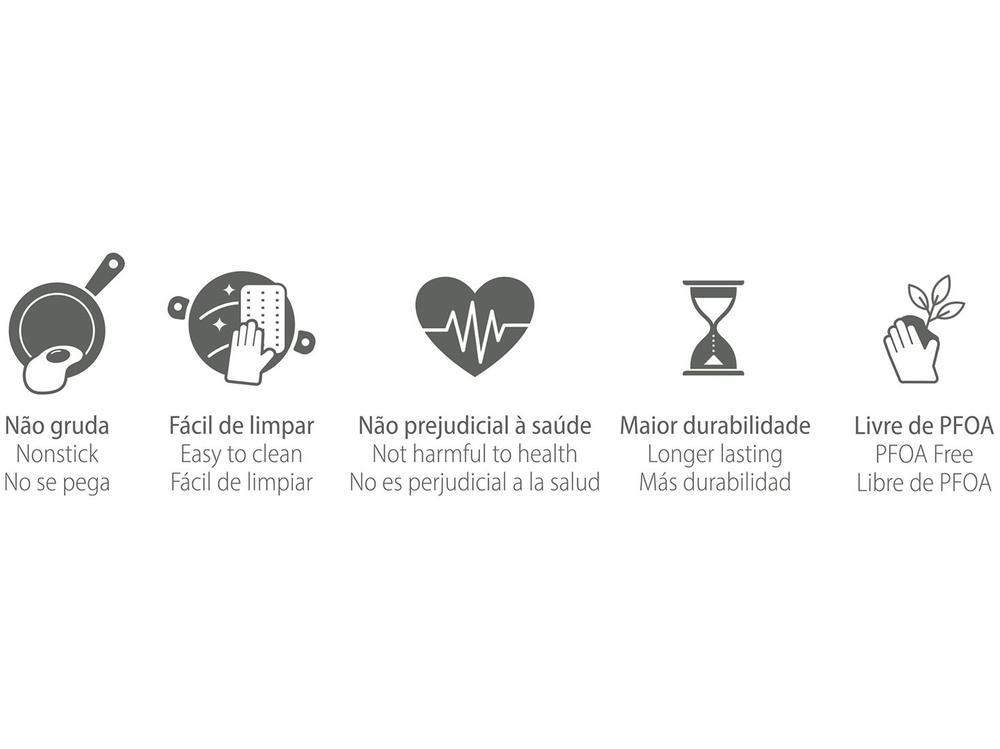 Frigideira Antiaderente Tramontina de Alumínio com Tampa Turim Vermelha 22cm - 5