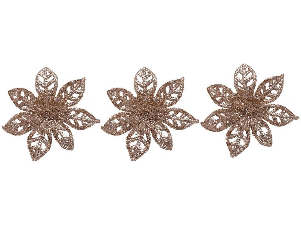 Kit 3 Enfeites para Árvore de Natal Flor - 1