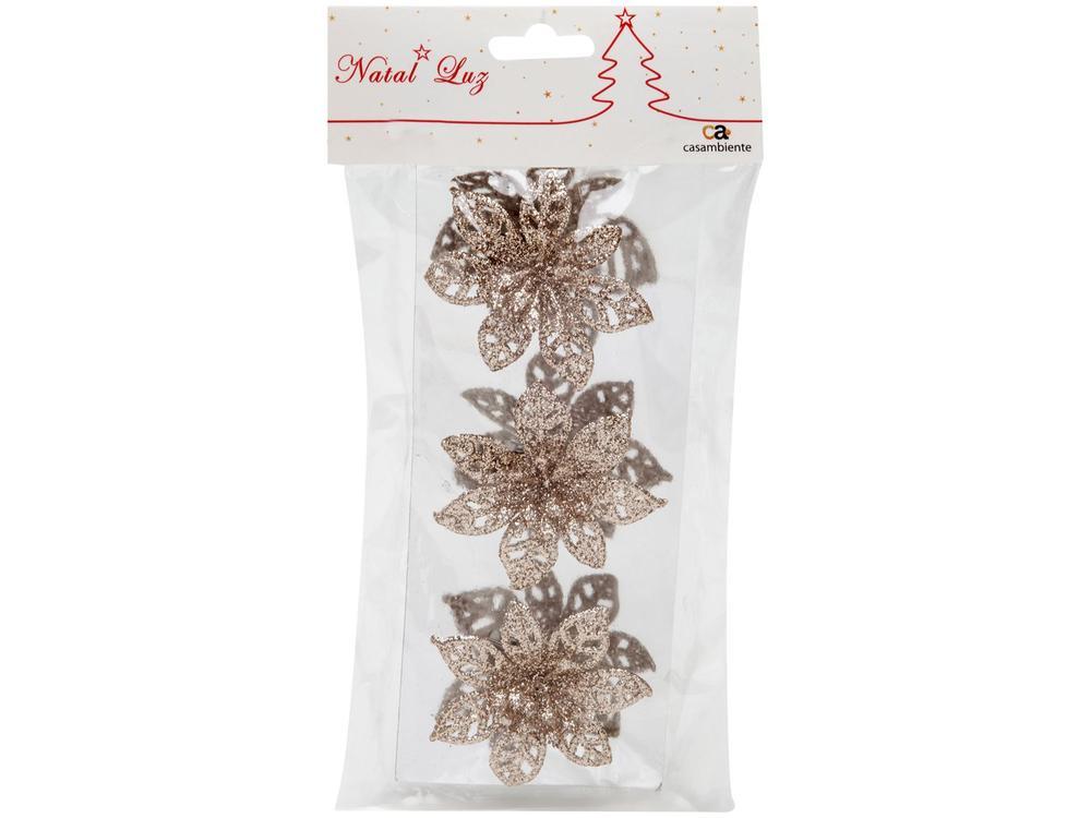Kit 3 Enfeites para Árvore de Natal Flor - 6
