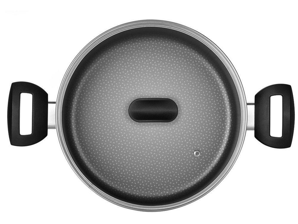 Caçarola Multiflon de Alumínio Antiaderente com Tampa Preto 4,7L 24cm Amora - 3