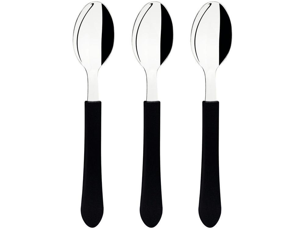 Jogo de Colher Chá Tramontina Leme Preto 3 Peças - 1