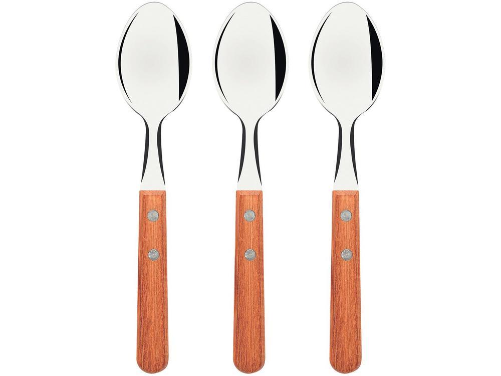 Jogo de Colher de Chá Tramontina Dynamic Castanho e Prata 3 Peças - 1