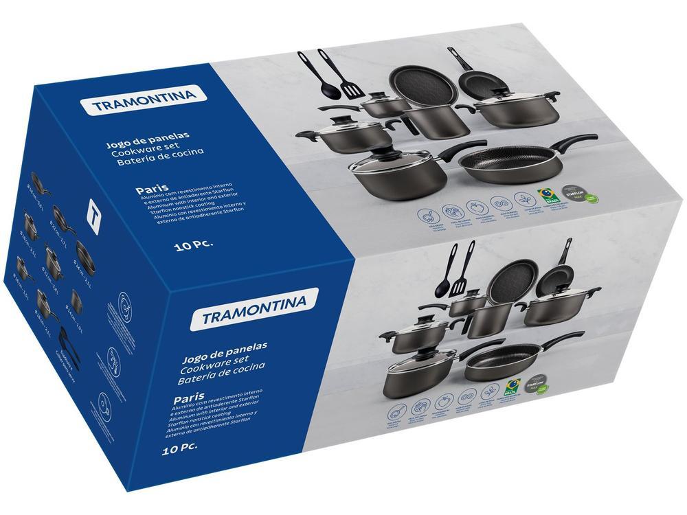 Jogo de Panelas Tramontina Antiaderente Alumínio Grafite 10 Peças Paris - 12