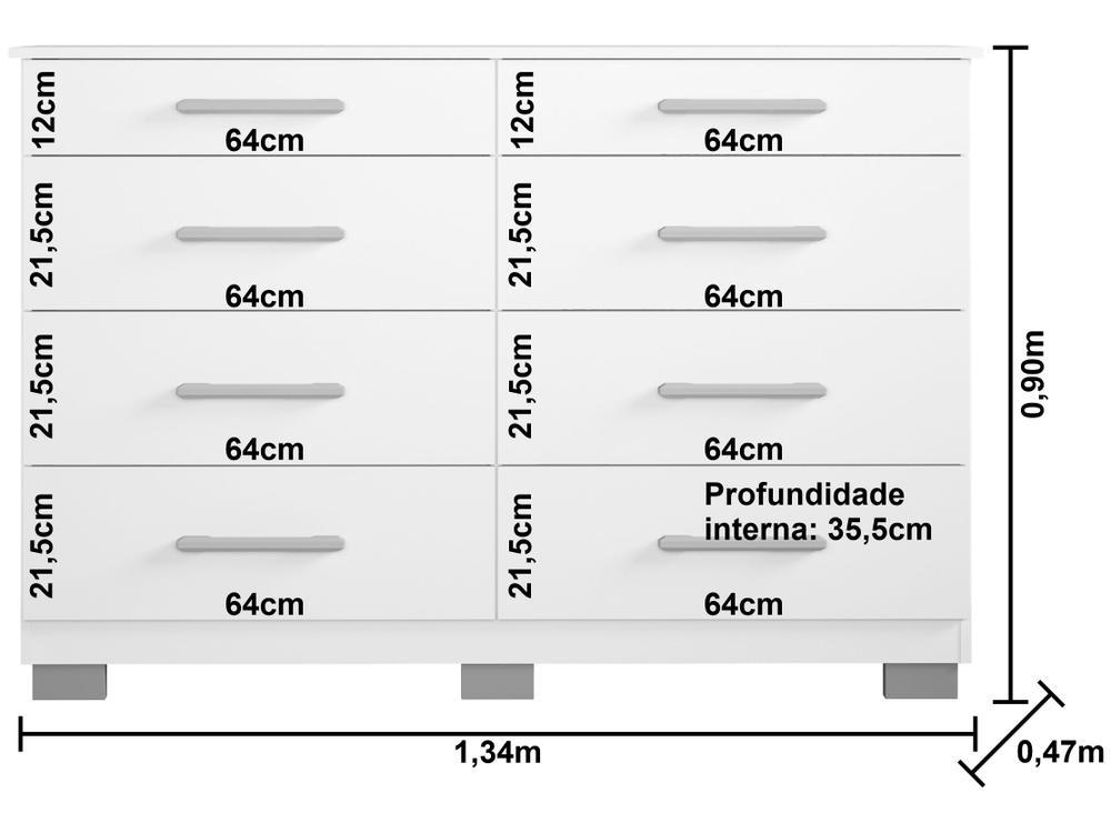 Cômoda 8 Gavetas Araplac Denver - 13