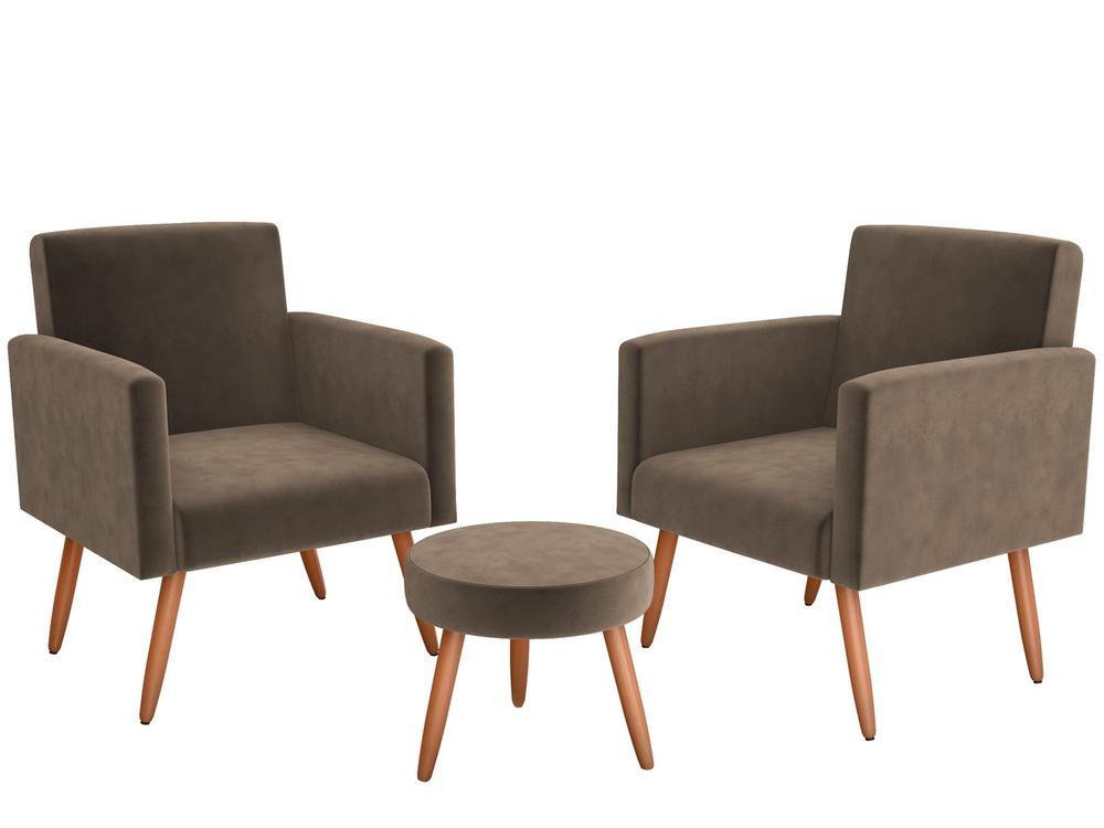 Kit Poltronas com Puff Moderno Matrix Dallas - 1