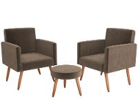 Kit Poltronas com Puff Moderno Matrix Dallas - 1