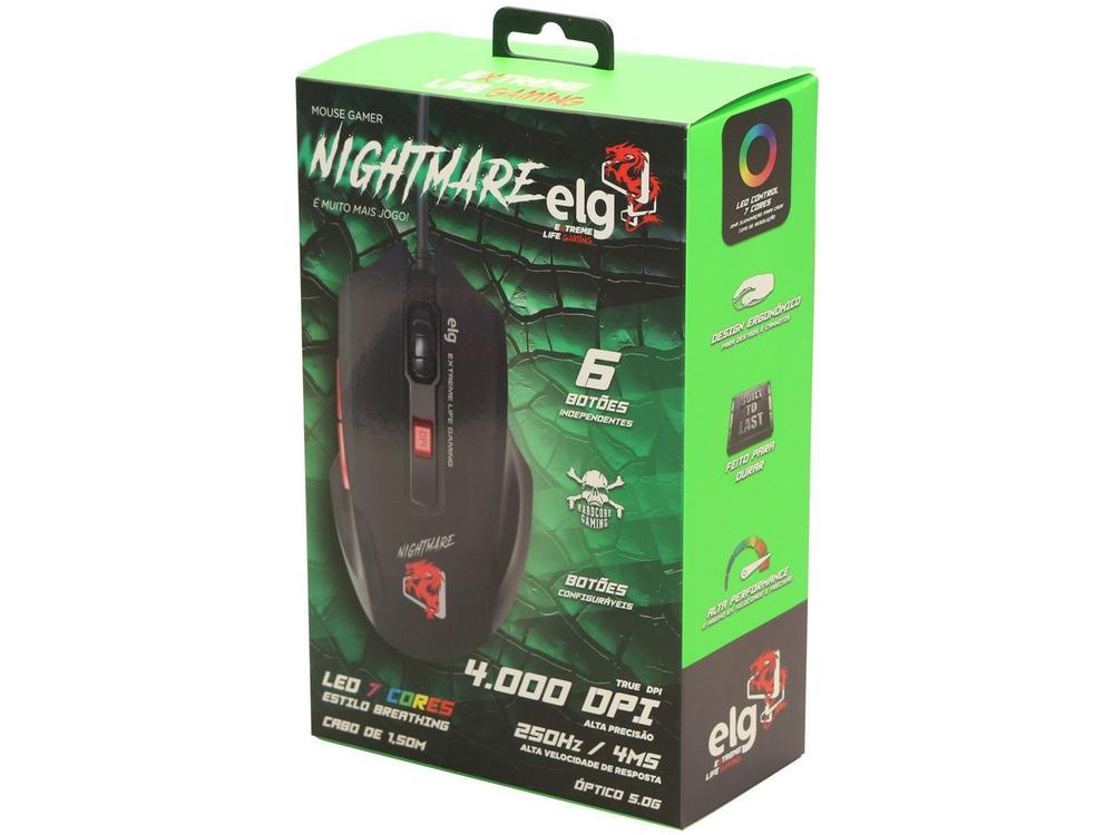 Mouse Gamer ELG Óptico 4000DPI 6 Botões - 6