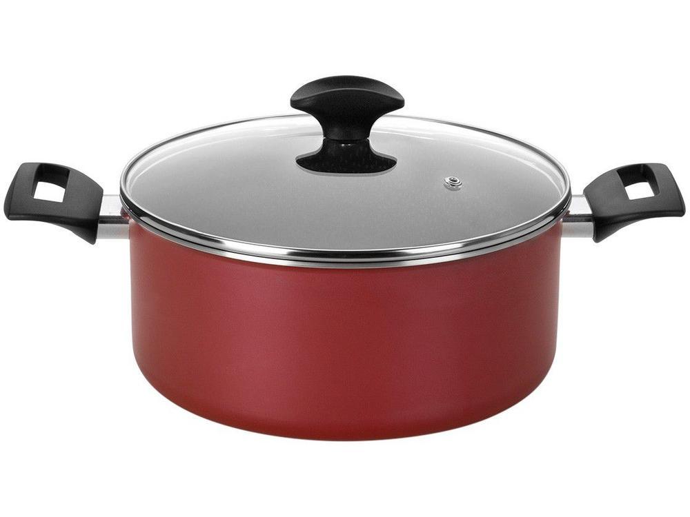 Caçarola Multiflon de Alumínio Antiaderente com  Tampa Vermelho 2,7L 20cm Amora - 1