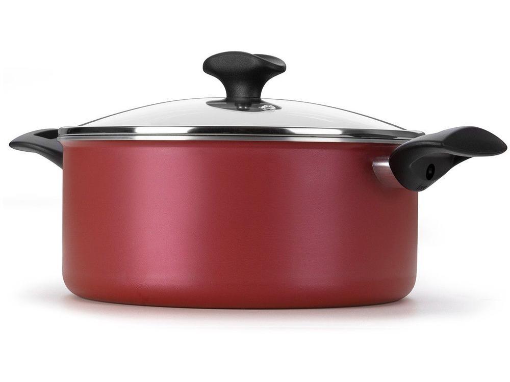 Caçarola Multiflon de Alumínio Antiaderente com  Tampa Vermelho 2,7L 20cm Amora - 4