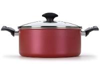 Caçarola Multiflon de Alumínio Antiaderente com Tampa Vermelha 3,4L 22cm Amora - 3