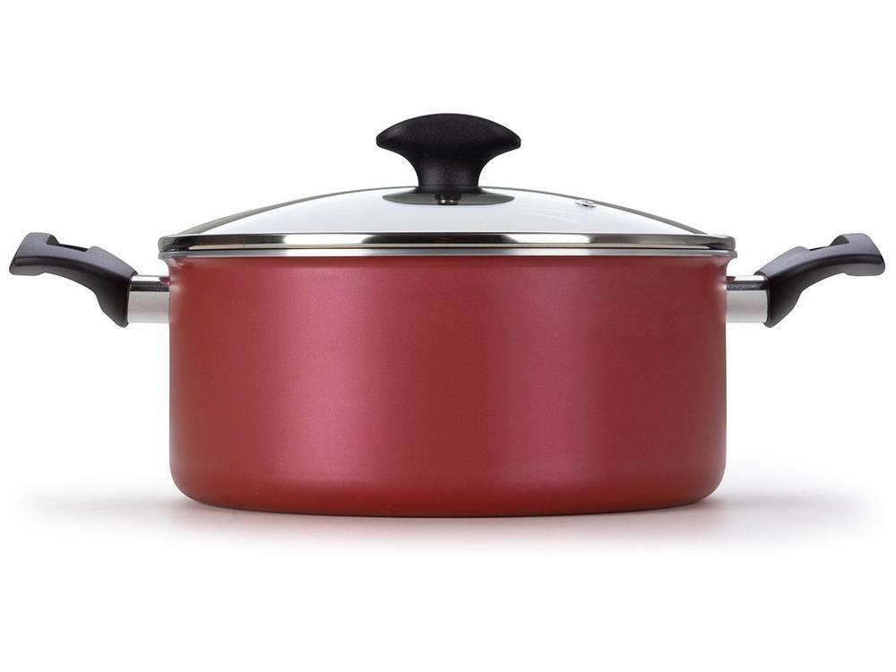 Caçarola Multiflon de Alumínio Antiaderente com Tampa Vermelho 4,7L 24cm Amora - 3