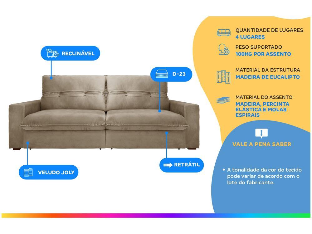 Sofá Retrátil Reclinável 4 Lugares Nipon Gralha Azul - 2