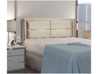 Cabeceira Queen Estofada Dobuê Movelaria Estoril Veludo Bege - 1