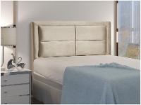Cabeceira Casal Estofada Dobuê Movelaria Estoril Veludo Bege - 1