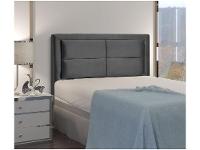 Cabeceira Casal Estofada Dobuê Movelaria Estoril Veludo Cinza - 1