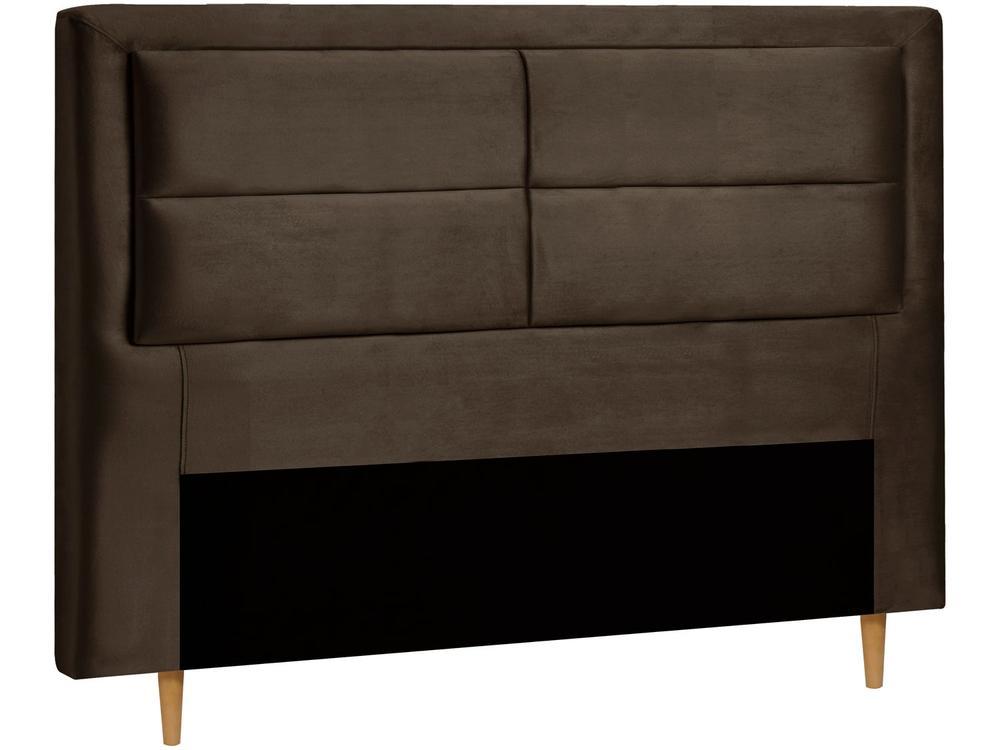 Cabeceira Queen Estofada Dobuê Movelaria Estoril Veludo Cacau - 2