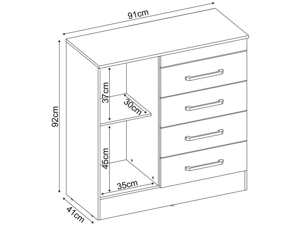 Cômoda 4 Gavetas 1 Porta Demobile Montevideu - 4