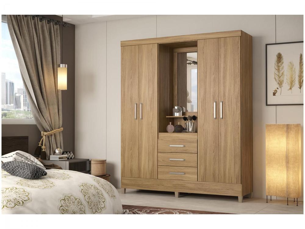 Guarda-roupa Solteiro com Espelho 4 Portas - 5