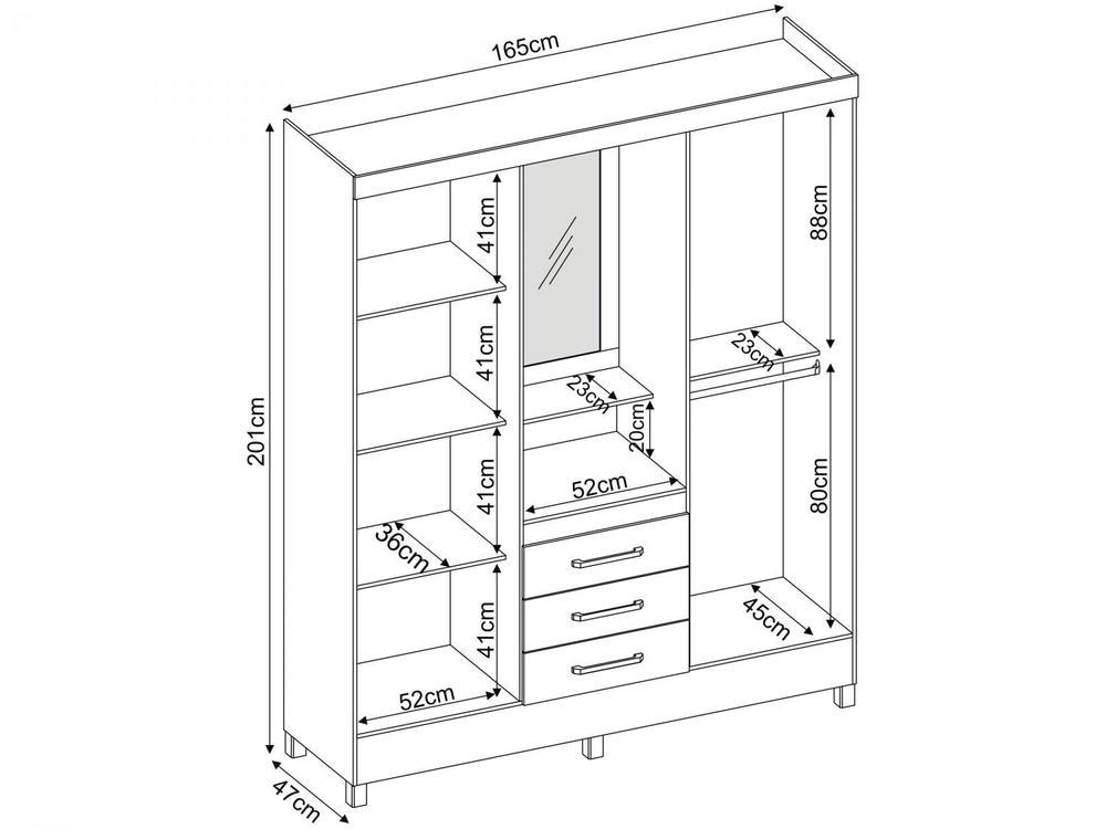 Guarda-roupa Solteiro com Espelho 4 Portas - 7