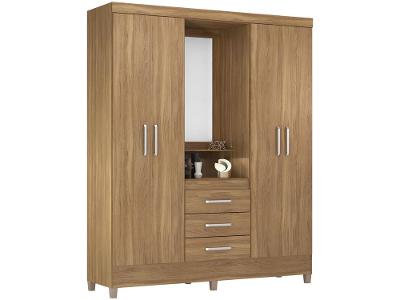 Guarda-roupa Solteiro com Espelho 4 Portas