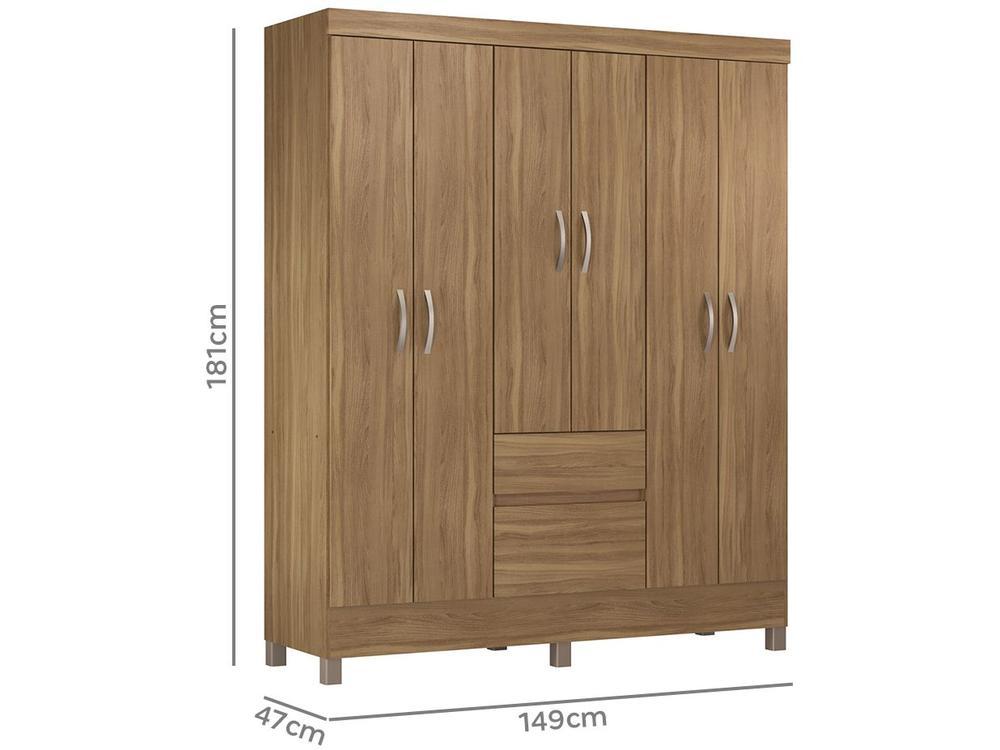 Guarda-roupa Solteiro 6 Portas 2 Gavetas - 7