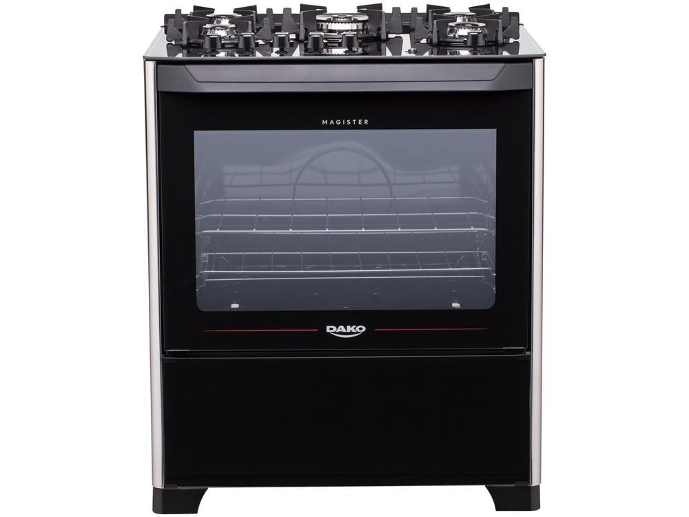 Fogão 5 Bocas Dako Preto Mesa de Vidro Magister - 1
