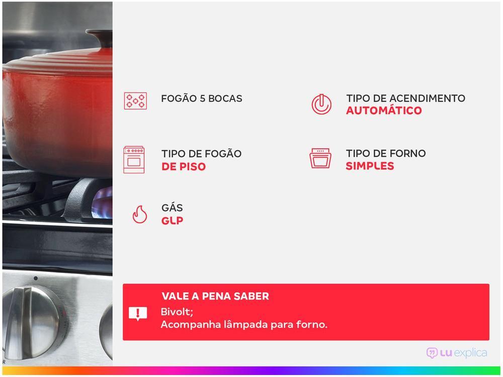 Fogão 5 Bocas Dako Preto Mesa de Vidro Magister - 2