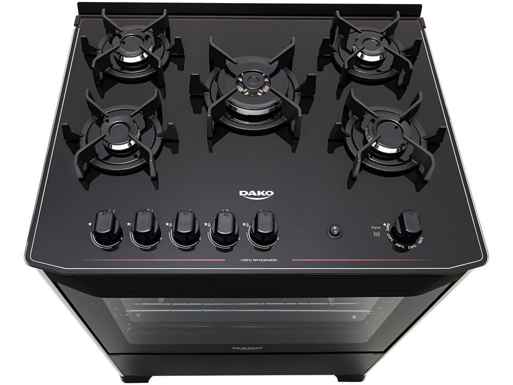 Fogão 5 Bocas Dako Preto Mesa de Vidro Magister - 8