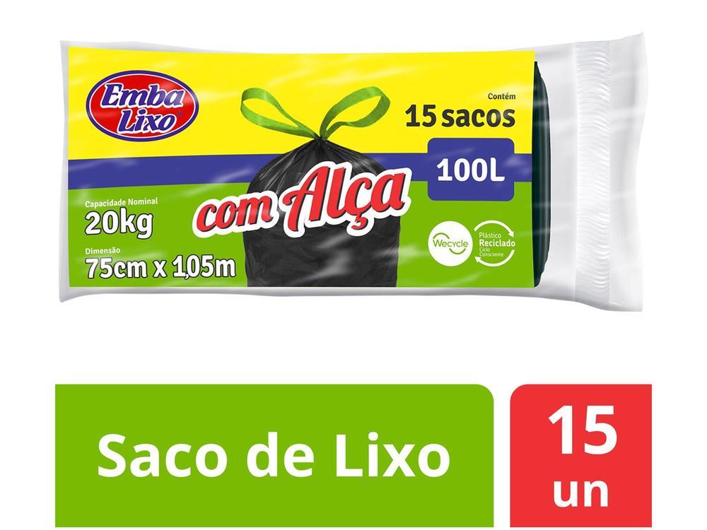 Saco de Lixo Preto 100L com Alça Embalixo 15 Unidades - 2