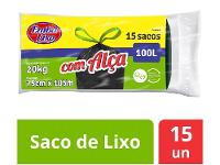 Saco de Lixo Preto 100L com Alça Embalixo 15 Unidades - 2