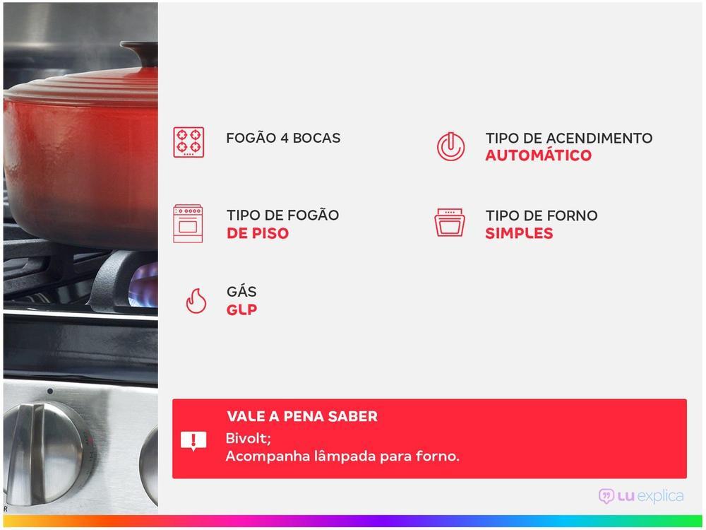 Fogão 4 Bocas Preto Mesa de Vidro Dako Magister - 2