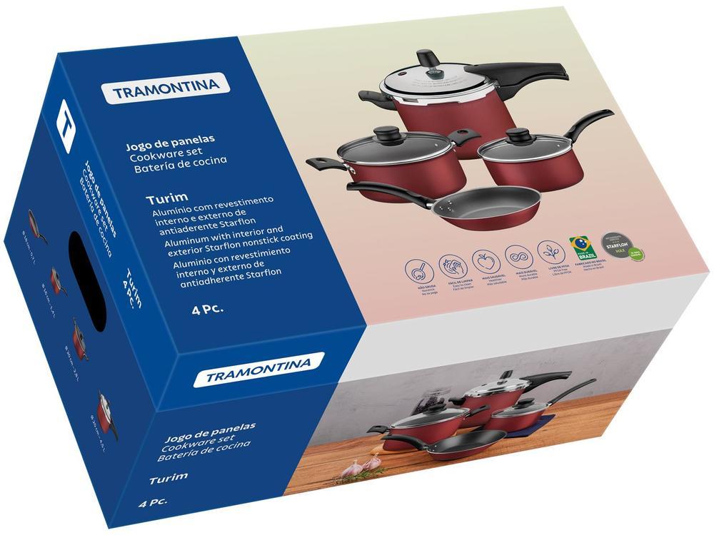 Jogo de Panelas Tramontina Antiaderente de Alumínio Vermelho 4 Peças Turim - 12