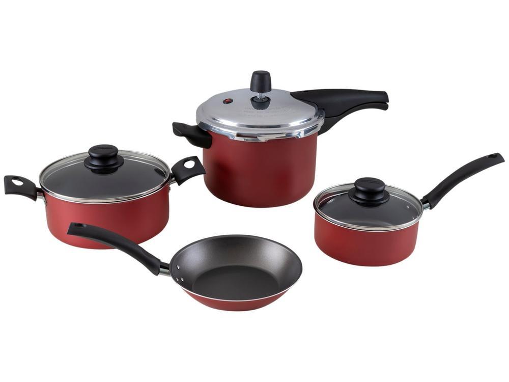 Jogo de Panelas Tramontina Antiaderente de Alumínio Vermelho 4 Peças Turim - 1